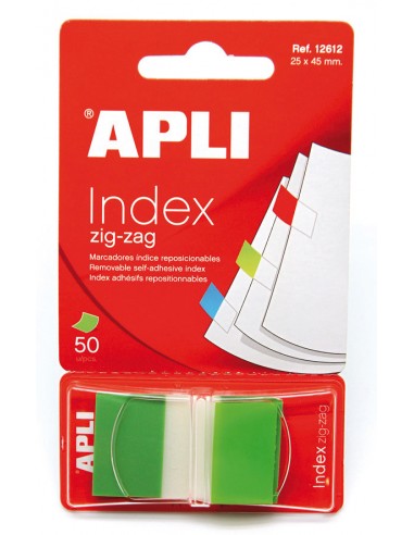 Apli Indices Adhesivos Film Zigzag 45x25mm - Dispensador de 50 Indices - Adhesivo de Calidad - Facil de Despegar - Diseño