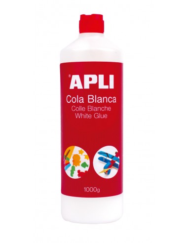 Apli Cola Blanca - 1000g - Secado Rapido - Resistente al Agua - Ideal para Manualidades y Trabajos Escolares Blanco