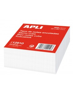 Apli Taco de Notas 80x80 - 500 Hojas - Adhesivo - Blanco