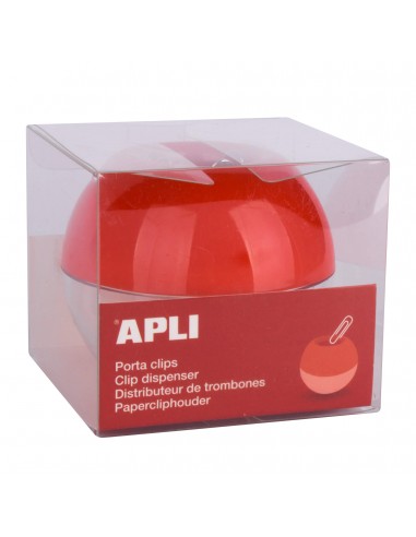 Apli Porta Clips Magnetico - Incluye 35 Clips N-1½ - Ahorra Espacio con Gran Capacidad (Ø 70x60 mm) - Facil Apertura para