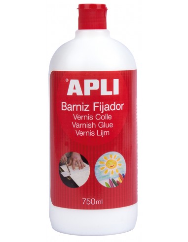 Apli Barniz Adhesivo Brillante 750ml - Proteccion Duradera - Secado Rapido - Resistente al Agua - Transparente