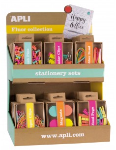 Apli Fluor Collection Expositor de Productos Basicos - Colores Surtidos Fluor - Diseño Moderno - Incluye Push Pins-Gomas
