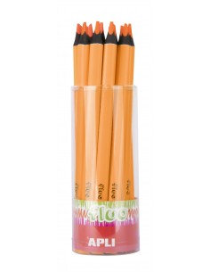 Apli Lapices Jumbo Fluor Naranja - Triangulares de 5mm - Mejor Sujecion y Cobertura - Pack de 18 Unidades - Formato para