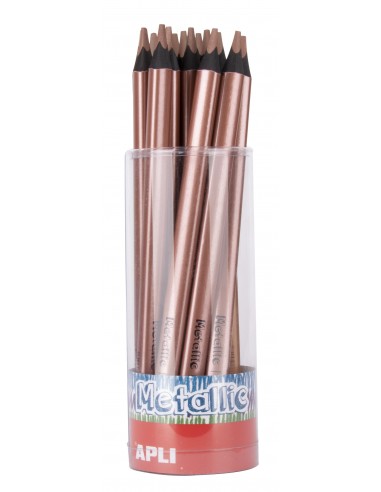 Apli Lapices Jumbo Metallic Bronce - 5mm de Grosor Triangular - 18 Unidades por Pack - Ideal para Mejor Sujecion y Mayor