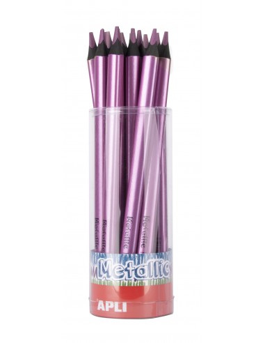 Apli Lapices Jumbo Metallic Lila Metalizado - 5mm de Grosor Triangular - Pack de 18 Unidades - Ideal para Mejor Sujecion