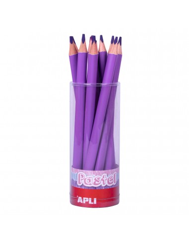 Apli Lapices Jumbo Pastel Lila - Mina 5mm - Forma Triangular para Niños - 10mm Diametro - 170mm Largo - Pack 18 Unidades -