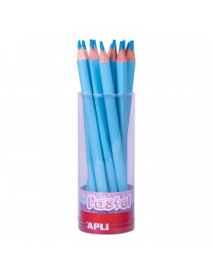 Apli Lapices Jumbo Pastel Azul - Mina de 5mm - Forma Triangular para Niños - 10mm de Diametro - 170mm de Largo - Pack de 18