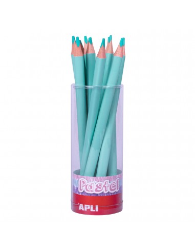 Apli Lapices Jumbo Pastel Turquesa - Mina de 5mm - Forma Triangular para Niños - 10mm de Diametro - Pack de 18 Unidades