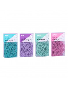 Apli Clips Nordik Pastel - 28mm - 140 Clips por Caja - 12 Cajas (3 Colores) - Eurohole para Colgar - Rosa-Lila-Azul y