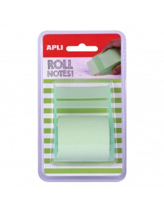 Apli Rollo Dispensador de Nota Adhesiva 50mm x 8m - Facil de Usar - Adhesivo de Calidad - Practico y Portatil - Verde Pastel