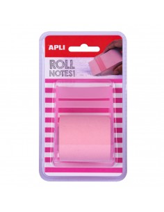 Apli Rollo Dispensador de Nota Adhesiva 50mm x 8m - Facil de Usar - Adhesivo de Calidad - Diseño Ergonomico - Rosa Pastel