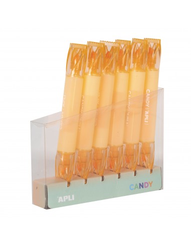 Apli Subrayadores Caramelo - Doble Punta-Plana 5mm y Redonda 2mm - Refill Pack 6 Unidades - Ideal para Agendas-Libretas y