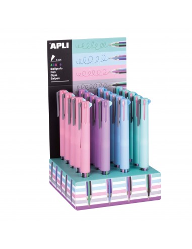 Apli Expositor de Boligrafos de Gel Nordik Collection - 20 Unidades - Acabado Soft Touch en Silicona - Escritura en 5 Tintas