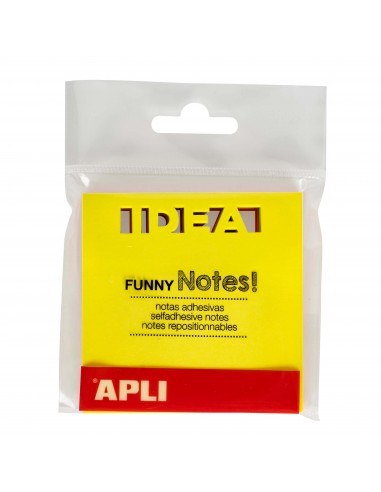 Apli Notas Adhesivas Troquelado Idea 75x75mm Bloc 75 Hojas - 3 Colores Surtidos Fluorescentes - Ideal para Organizar -