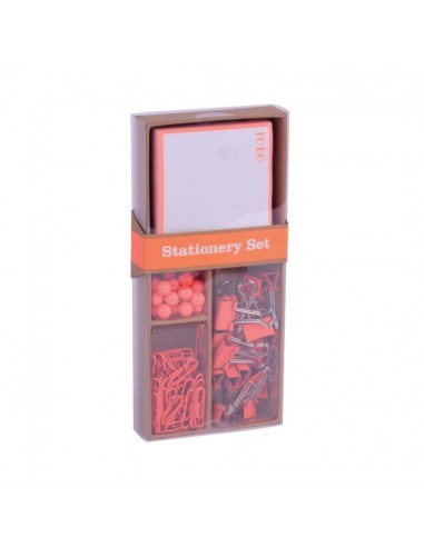 Apli Fluor Collection Set de Oficina - 25 Pins-80 Clips de 28mm-20 Pinzas Abatibles de 19mm y Notas Adhesivas de 100 Hojas