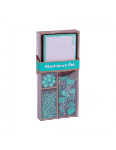 Apli Fluor Collection Set de Oficina - 25 Pins-80 Clips de 28mm-20 Pinzas Abatibles de 19mm y Notas Adhesivas de 100 Hojas