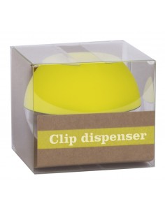 Apli Fluor Collection Dispensador de Clips - Ø 70x60 mm - Tapa Magnetica "Soft Touch" - Incluye 50 Clips Amarillo