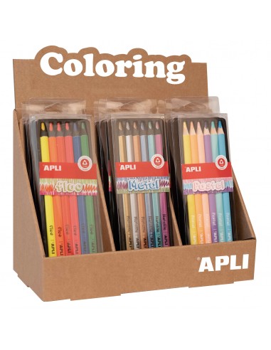 Apli Jumbo Set de Lapices - 5mm de Grosor - 12 Cajas Surtidas con 6 Lapices Cada Una - Fluo-Metal y Pastel