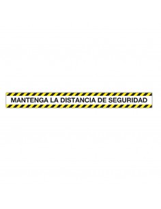 Apli Tira de Señalizacion Adhesiva "Mantenga Distancia de Seguridad" - 1000x100mm - Film de PVC de 100 Micras con Barniz