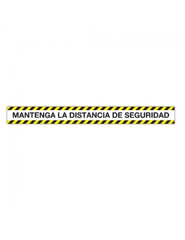 Apli Tira de Señalizacion Adhesiva "Mantenga Distancia de Seguridad" - 1000x100mm - Film de PVC de 100 Micras con Barniz