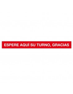 Apli Tira de Señalizacion Adhesiva "Espere Aqui Su Turno" - 100x10cm - Film de PVC de 100 Micras - Adhesivo Solvente de Alta