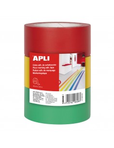 Apli Cinta de Señalizacion Adhesiva PVC 40x33mm 160 m - Desbobinado Silencioso - Adhesivo Solvente de Caucho Natural -