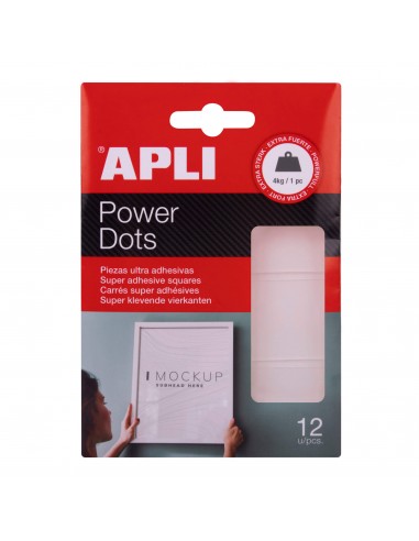 Apli Power Dots - 12 Unidades - Ultra Adhesivas de Doble Cara - Adhesivo Removible - Blanco