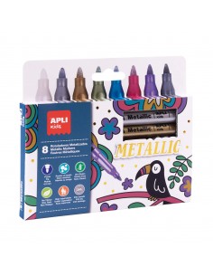 Apli Rotuladores Metalizados - Ø 11x147 mm - Cuerpo Redondo y Punta de Ø 4.2 mm - Ideal para Decorar en Papel-Carton
