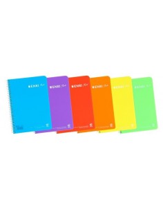 Enri Plus Cuaderno Espiral Formato Cuarto Pautado 3.5 con Margen - 80 Hojas 90gr - Cubierta de Plastico - Colores Surtidos