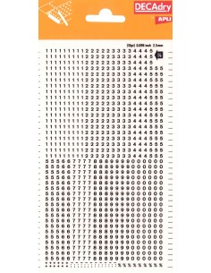 Apli Numeros Transferibles - 2.5mm - Facil Aplicacion - Negros Intensos - 952 Caracteres - Negro