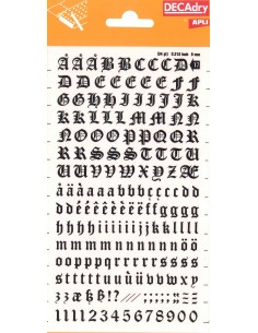Apli Letras y Numeros Transferibles - 8mm - Facil Aplicacion - Negros Intensos - 199 Caracteres - Negro