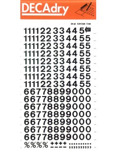 Apli Numeros Transferibles - 8mm - Facil Aplicacion - Negros Intensos - 204 Caracteres - Negro