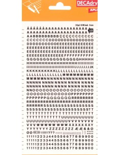 Apli Letras y Numeros Transferibles - 3mm de Tamaño - 795 Caracteres - Facil Aplicacion y Remocion - Negro