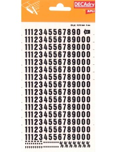 Apli Numeros Transferibles - 8mm - Faciles de Aplicar - Resistentes al Agua - Negros