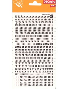 Apli Letras y Numeros Transferibles - 4mm de Tamaño - 792 Caracteres - Faciles de Aplicar y Remover - Negros