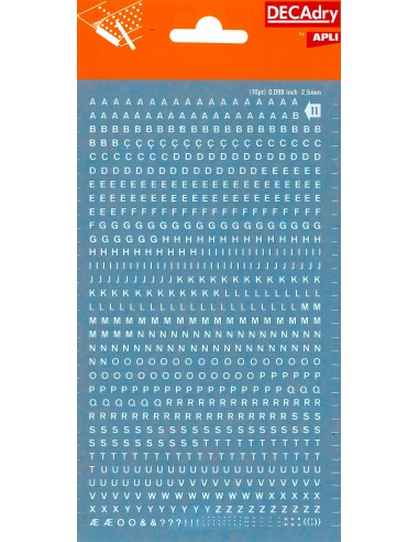 Apli Letras Transferibles Blancas 2.5mm - 730 Caracteres - Facil Aplicacion y Gran Adherencia - Versatil para Diferentes