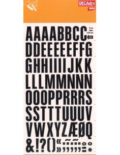 Apli Letras Transferibles Super Negras 24mm - 86 Caracteres - Facil Aplicacion - Gran Calidad - Resistente al Agua - Negro