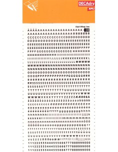 Apli Letras y Numeros Transferibles Super 3mm 997 Caracteres - Negros Brillantes