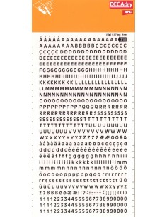Apli Letras y Numeros Transferibles Super 4mm - 706 Caracteres - Negros Intensos