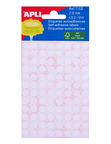 Apli Etiquetas Minibolsa Blancas Ø 8.0mm 5 Hojas