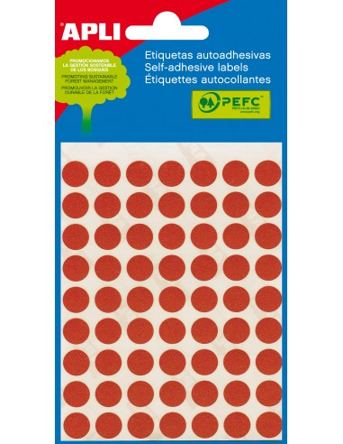 Apli Etiquetas Minibolsa Rojas Ø 10.0mm 5 Hojas
