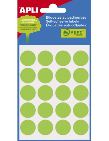 Apli Etiquetas Minibolsa Verdes Ø 19.0mm 5 Hojas