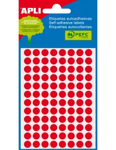 Apli Etiquetas Minibolsa Rojo Fluorescente Ø 8.0mm 3 Hojas