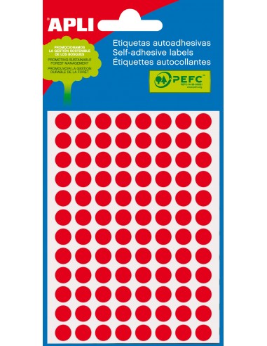 Apli Etiquetas Minibolsa Rojo Fluorescente Ø 8.0mm 3 Hojas