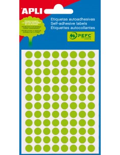 Apli Etiquetas Minibolsa Verde Fluorescente Ø 8.0mm 3 Hojas