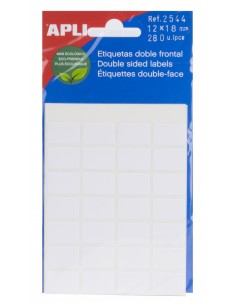 Apli Etiquetas Doble Frontal Blancas 12.0 x 18.0mm