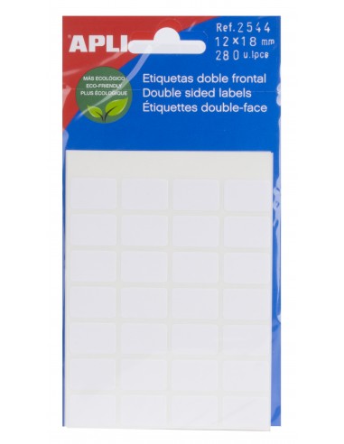 Apli Etiquetas Doble Frontal Blancas 12.0 x 18.0mm