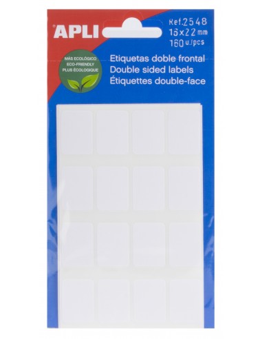 Apli Etiquetas Doble Frontal Blancas 16.0 x 22.0mm