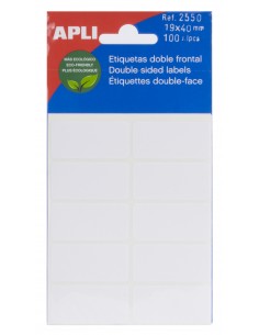 Apli Etiquetas Doble Frontal Blancas 19.0 x 40.0mm