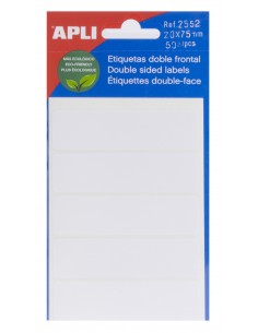Apli Etiquetas Doble Frontal Blancas 20.0 x 75.0mm